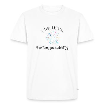 J’peux pas j’ai peinture sur confettis - humour - T-shirt Premium bio Homme - blanc - Devant - Nico (187cm)
