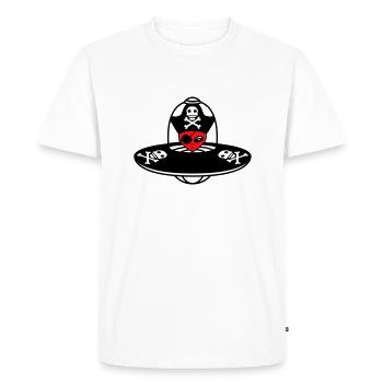 Alien Pirate Ufo Captain Cap Funny Alien - Men's Premium Organic T-Shirt - white - Front - Nico (187cm)