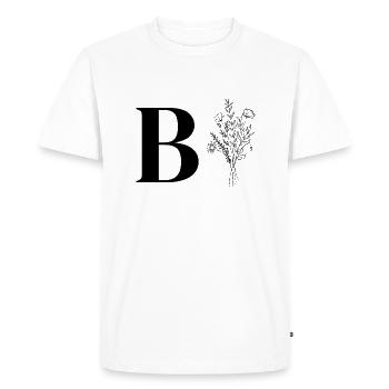Lette b fleurs minimalistes - T-shirt Premium bio Homme - blanc - Devant - Nico (187cm)