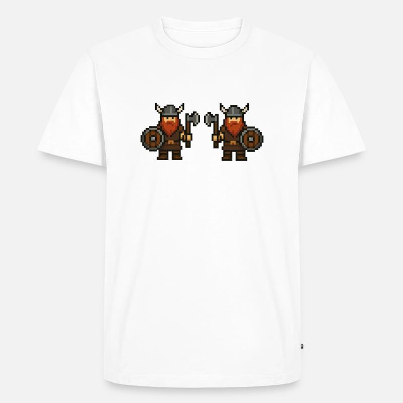 wikinger pixel 2 - Männer Premium Bio T-Shirt - Weiß