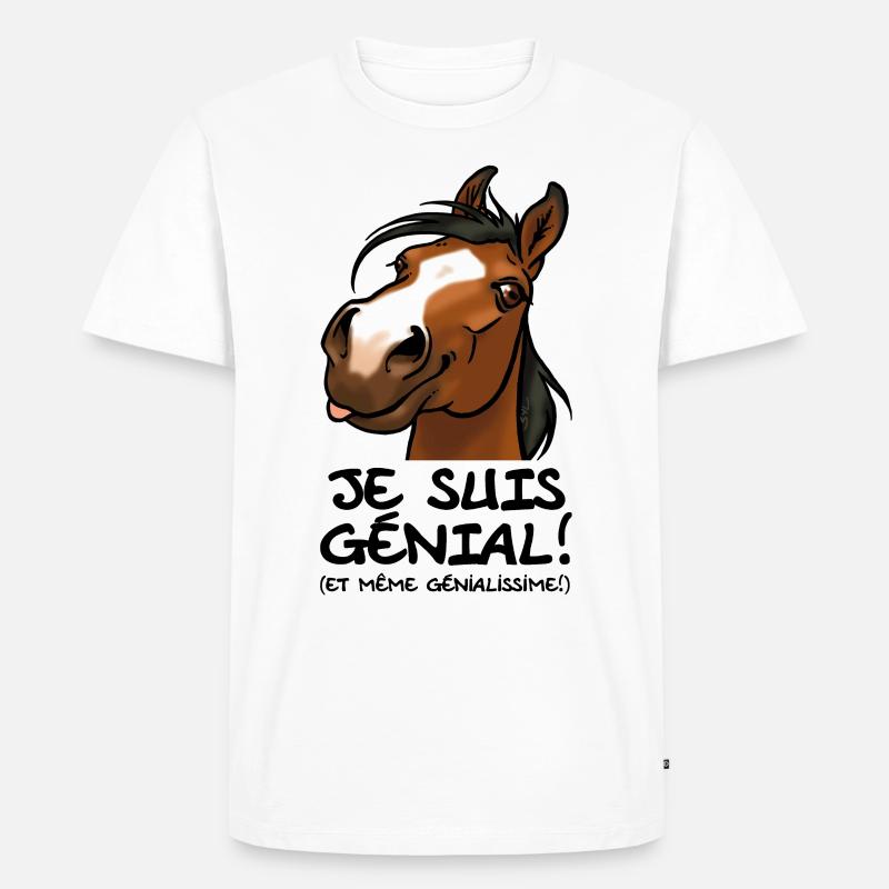 Pferd "I'm awesome" (schwarzer Text) - Männer Premium Bio T-Shirt - Weiß