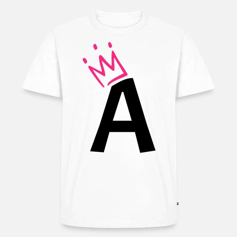 Buchstabe A mit Krone - Männer Premium Bio T-Shirt - Weiß