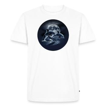 Dolphins Jumping in front of a Full Moon - Men's Premium Organic T-Shirt - white - Front - Nico (187cm)