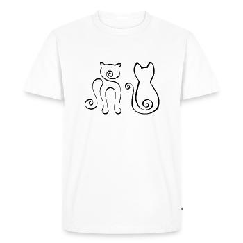 2 chats une ligne noir - T-shirt Premium bio Homme - blanc - Devant - Nico (187cm)