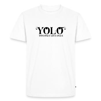 Yolo - We only live once - Men's Premium Organic T-Shirt - white - Front - Nico (187cm)