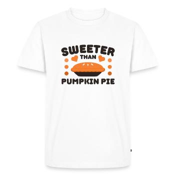 Plus sucré que la tarte à la citrouille - T-shirt Premium bio Homme - blanc - Devant - Nico (187cm)
