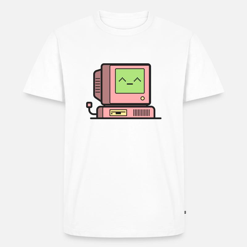 Happy Retro Computer - Männer Premium Bio T-Shirt - Weiß