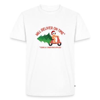 Sloth Will Deliver Christmas Tree On Time - Men's Premium Organic T-Shirt - white - Front - Nico (187cm)