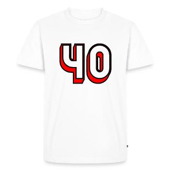 40. 40 ANS. 40e ANNIVERSAIRE. ANNIVERSAIRE 40 ANS. - T-shirt Premium bio Homme - blanc - Devant - Nico (187cm)