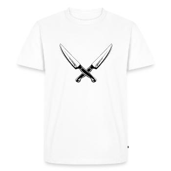Knife 2 - Men's Premium Organic T-Shirt - white - Front - Nico (187cm)