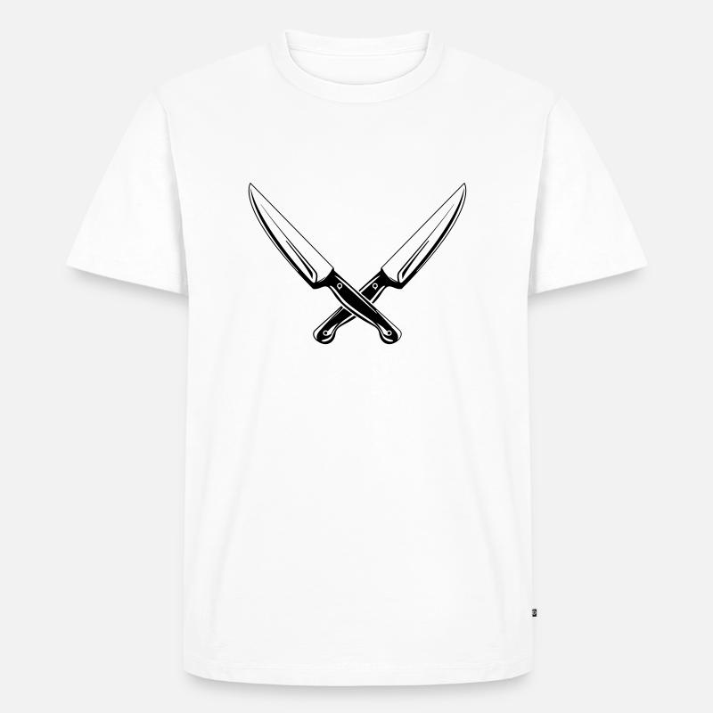messer 2 - Männer Premium Bio T-Shirt - Weiß