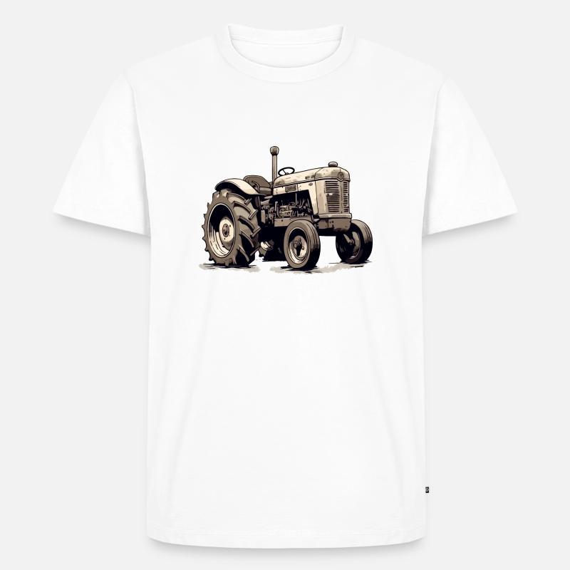 Altmodischer Traktor - Männer Premium Bio T-Shirt - Weiß