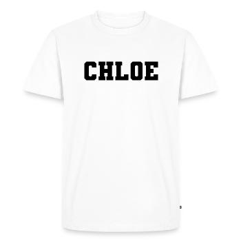 Name - Chloe - Men's Premium Organic T-Shirt - white - Front - Nico (187cm)
