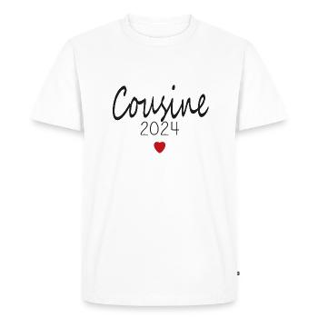 cousine - futur cousine 2024 - T-shirt Premium bio Homme - blanc - Devant - Nico (187cm)