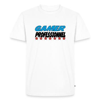 GAMER PROFESSIONNEL - T-shirt Premium bio Homme - blanc - Devant - Nico (187cm)