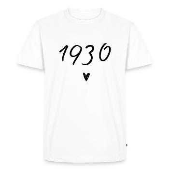 1930 coeur anniversaire - T-shirt Premium bio Homme - blanc - Devant - Nico (187cm)