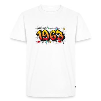 Graffiti rétro de 1963 – 62 ans d’Iconic Edge - T-shirt Premium bio Homme - blanc - Devant - Nico (187cm)