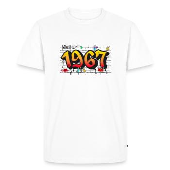 Classic Rebel 1967 Graffiti – 58 Years of Iconic - Men's Premium Organic T-Shirt - white - Front - Nico (187cm)