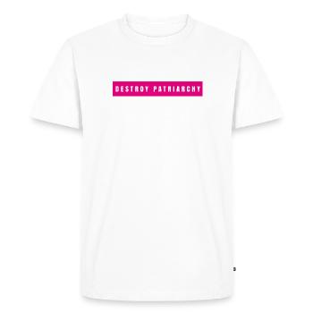 Le féminisme détruit le patriarcat - T-shirt Premium bio Homme - blanc - Devant - Nico (187cm)
