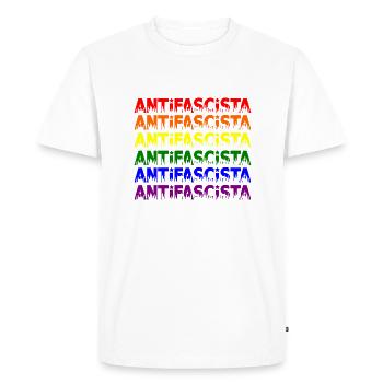 Antifascista -- Pride - T-shirt Premium bio Homme - blanc - Devant - Nico (187cm)