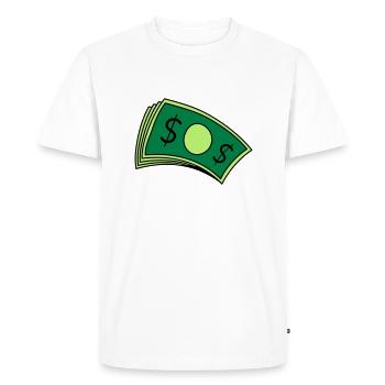 Piles d’argent de billets - T-shirt Premium bio Homme - blanc - Devant - Nico (187cm)