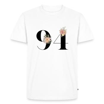 94e anniversaire fleuris (Cadeau de 94 ans) - T-shirt Premium bio Homme - blanc - Devant - Nico (187cm)
