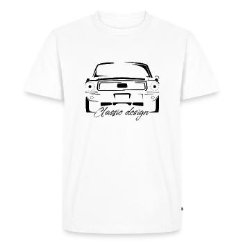 VOITURE MUSCLE CAR CLASSIQUE SILHOUETTE NOIRE - T-shirt Premium bio Homme - blanc - Devant - Nico (187cm)