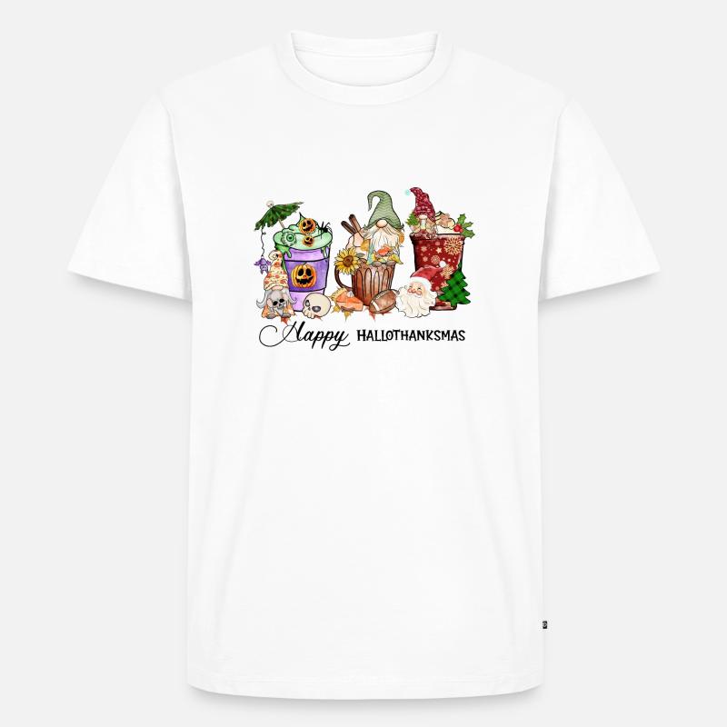 Frohe Hallothanksmas - Männer Premium Bio T-Shirt - Weiß