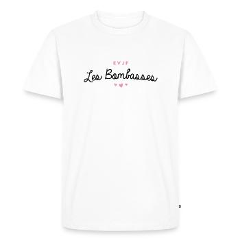 T-shirt EVJF "Les Bombasses" - T-shirt Premium bio Homme - blanc - Devant - Nico (187cm)
