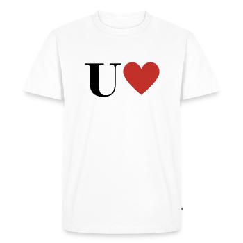 Lettre u cœur rouge - T-shirt Premium bio Homme - blanc - Devant - Nico (187cm)