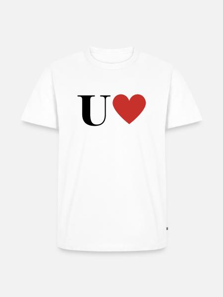 Letter u red heart - Men's Premium Organic T-Shirt - white