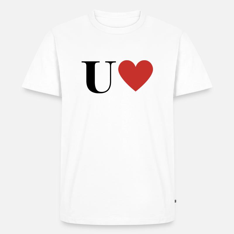 Buchstabe u rotes Herz - Männer Premium Bio T-Shirt - Weiß