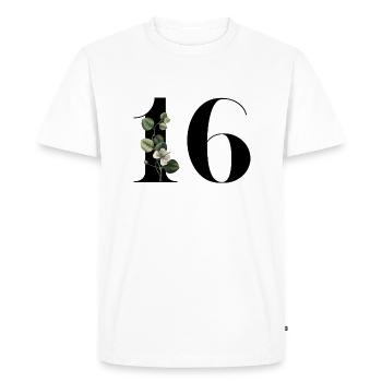 Numéro 16 floral vert -16e anniversaire floral - T-shirt Premium bio Homme - blanc - Devant - Nico (187cm)