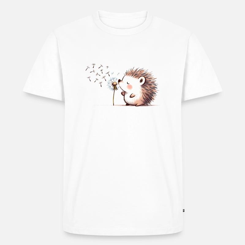 Igel mit Pusteblume - Männer Premium Bio T-Shirt - Weiß