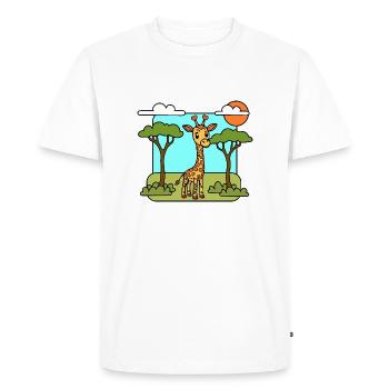 Cute little giraffe in the savannah in Africa - Men's Premium Organic T-Shirt - white - Front - Nico (187cm)