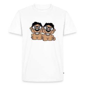 2 chiens nerds lunettes à monture de corne geeks bretelles intelligentes - T-shirt Premium bio Homme - blanc - Devant - Nico (187cm)