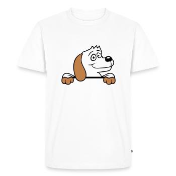 chien derrière le mur clôture signe regarder heureux mignon - T-shirt Premium bio Homme - blanc - Devant - Nico (187cm)