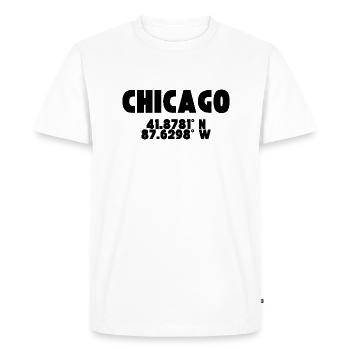 Chicago - Concevez avec des coordonnées - T-shirt Premium bio Homme - blanc - Devant - Nico (187cm)