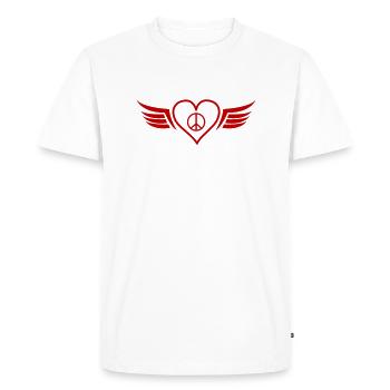 Cœur Ailes Paix - T-shirt Premium bio Homme - blanc - Devant - Nico (187cm)
