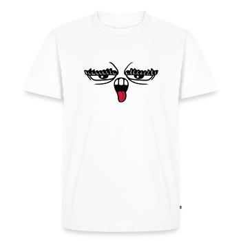tongue stick out mouth 2 eyebrows eyes - Men's Premium Organic T-Shirt - white - Front - Nico (187cm)