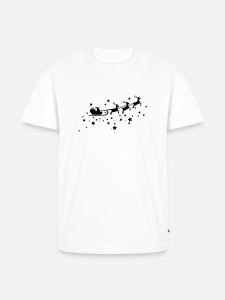 Christkind mit Schlitten am Sternenhimmel - Männer Premium Bio T-Shirt - Weiß