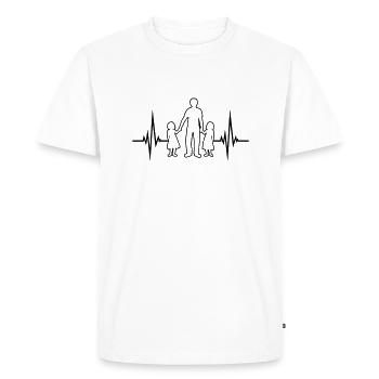 Heartbeat 2 filles - T-shirt Premium bio Homme - blanc - Devant - Nico (187cm)