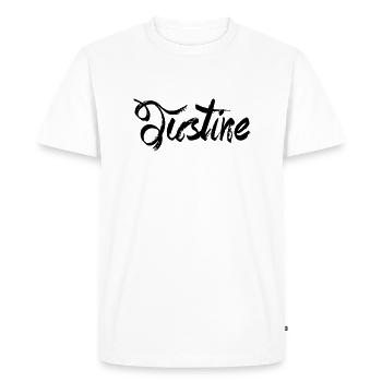 Justine - Men's Premium Organic T-Shirt - white - Front - Nico (187cm)