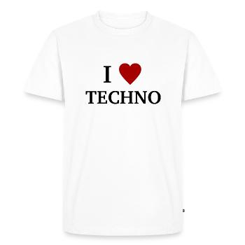 I Love Techno - I love techno music - Men's Premium Organic T-Shirt - white - Front - Nico (187cm)