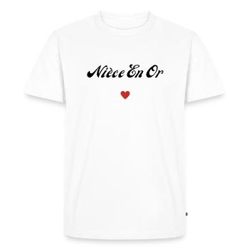 nièce en or - T-shirt Premium bio Homme - blanc - Devant - Nico (187cm)
