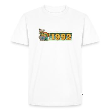 Les chanceux sont nés en 1992 tee St. Patrick’s - T-shirt Premium bio Homme - blanc - Devant - Nico (187cm)
