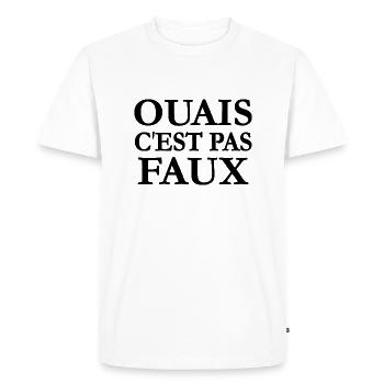 Ouais c'est pas faux - T-shirt Premium bio Homme - blanc - Devant - Nico (187cm)