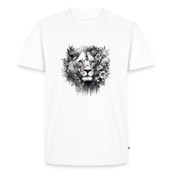 Black and white drawing of a lions - Men's Premium Organic T-Shirt - white - Front - Nico (187cm)