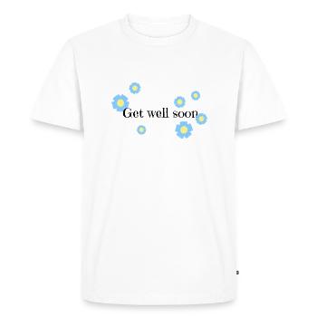 get well soon blue flowers - Men's Premium Organic T-Shirt - white - Front - Nico (187cm)