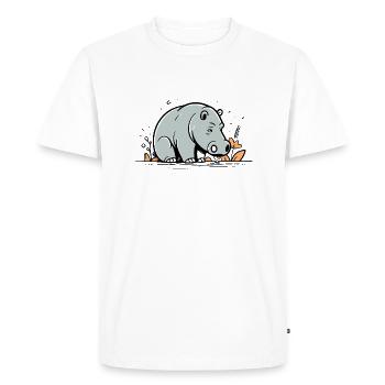Hippopotame Bande Dessinée Mignonne - T-shirt Premium bio Homme - blanc - Devant - Nico (187cm)